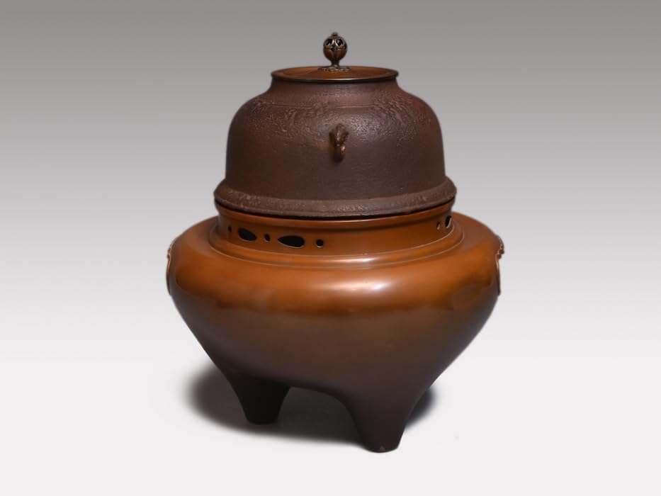 唐銅製 朝鮮風炉釜 釜 畠春斎 風炉 一ノ瀬宗辰 共箱 茶道具 y1786